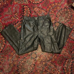 Miaou Straight Leg Black Faux Leather Pants